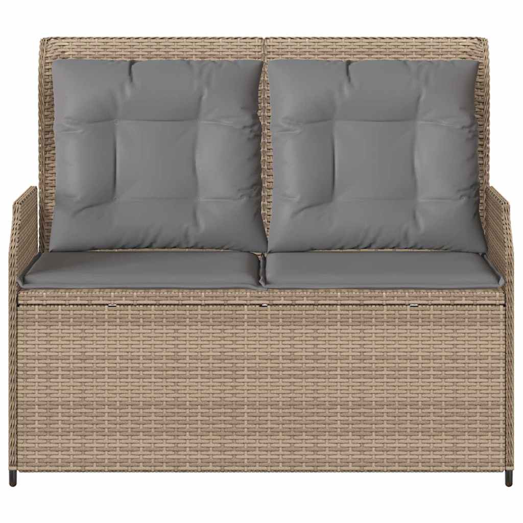 vidaXL Tuinbank met kussen Beige Poly riet