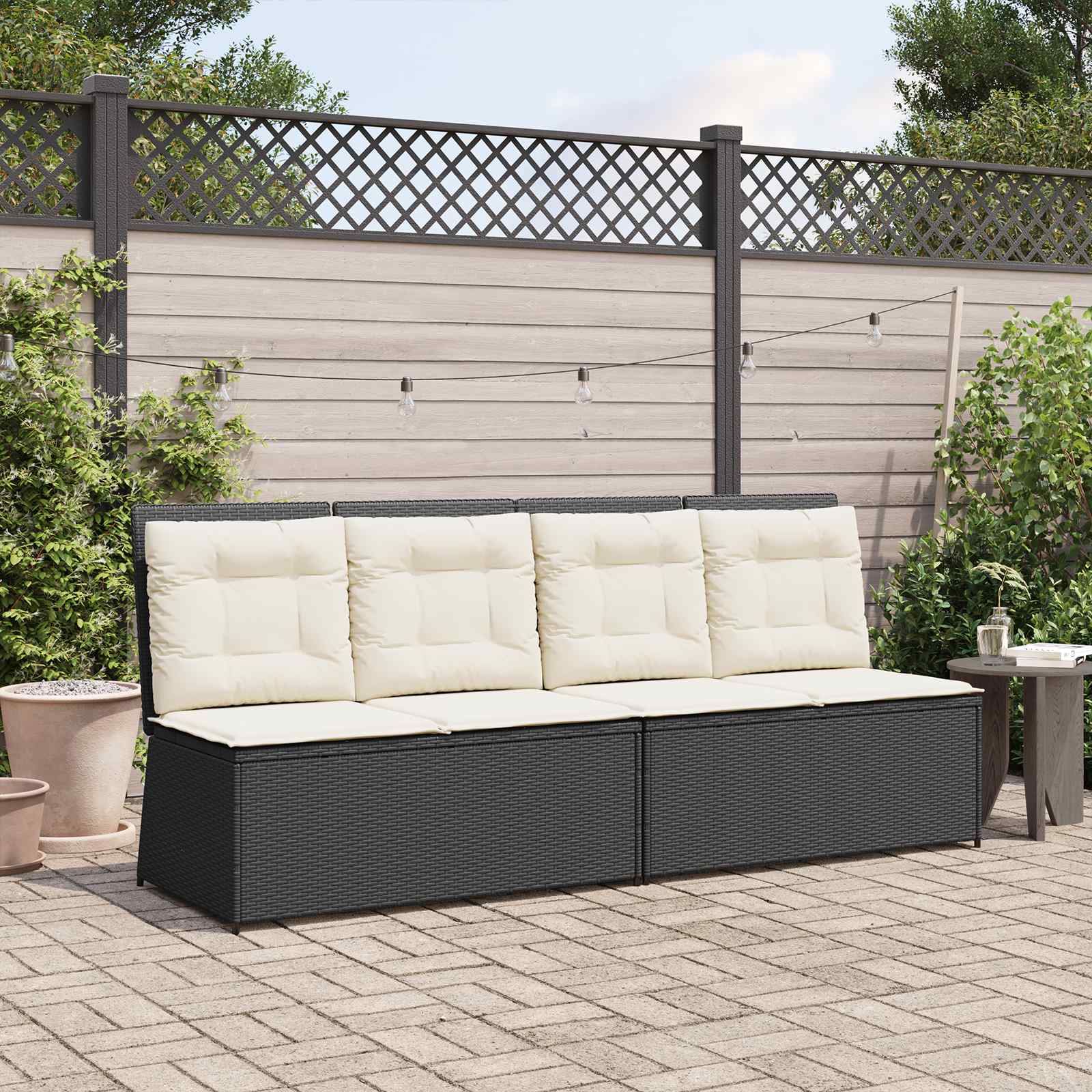 vidaXL Gartenbank Schwarz Poly-Rattan