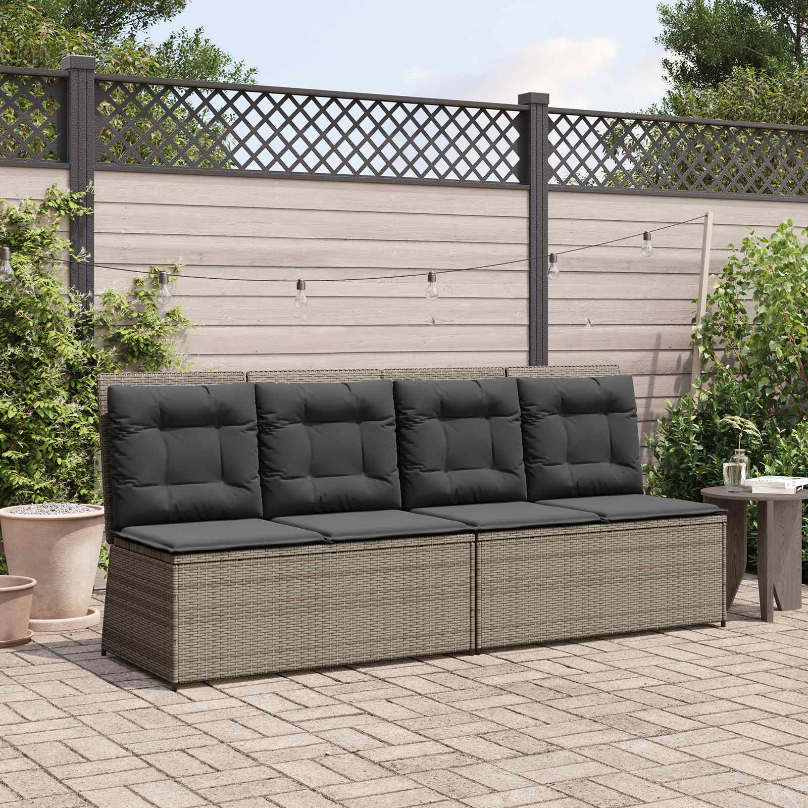 vidaXL Gartenbank Grau Poly-Rattan