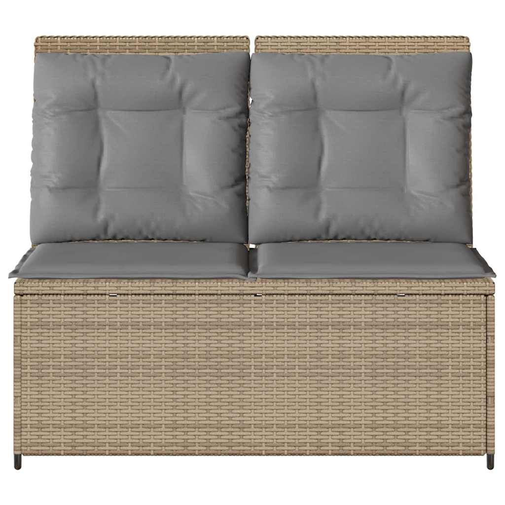 vidaXL Tuinbank met kussen Beige Poly riet