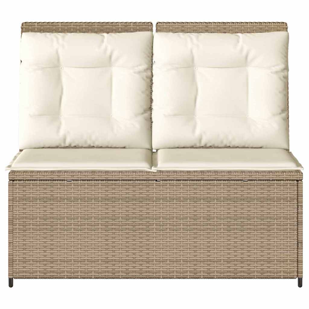 vidaXL Tuinbank met kussen Beige Poly riet