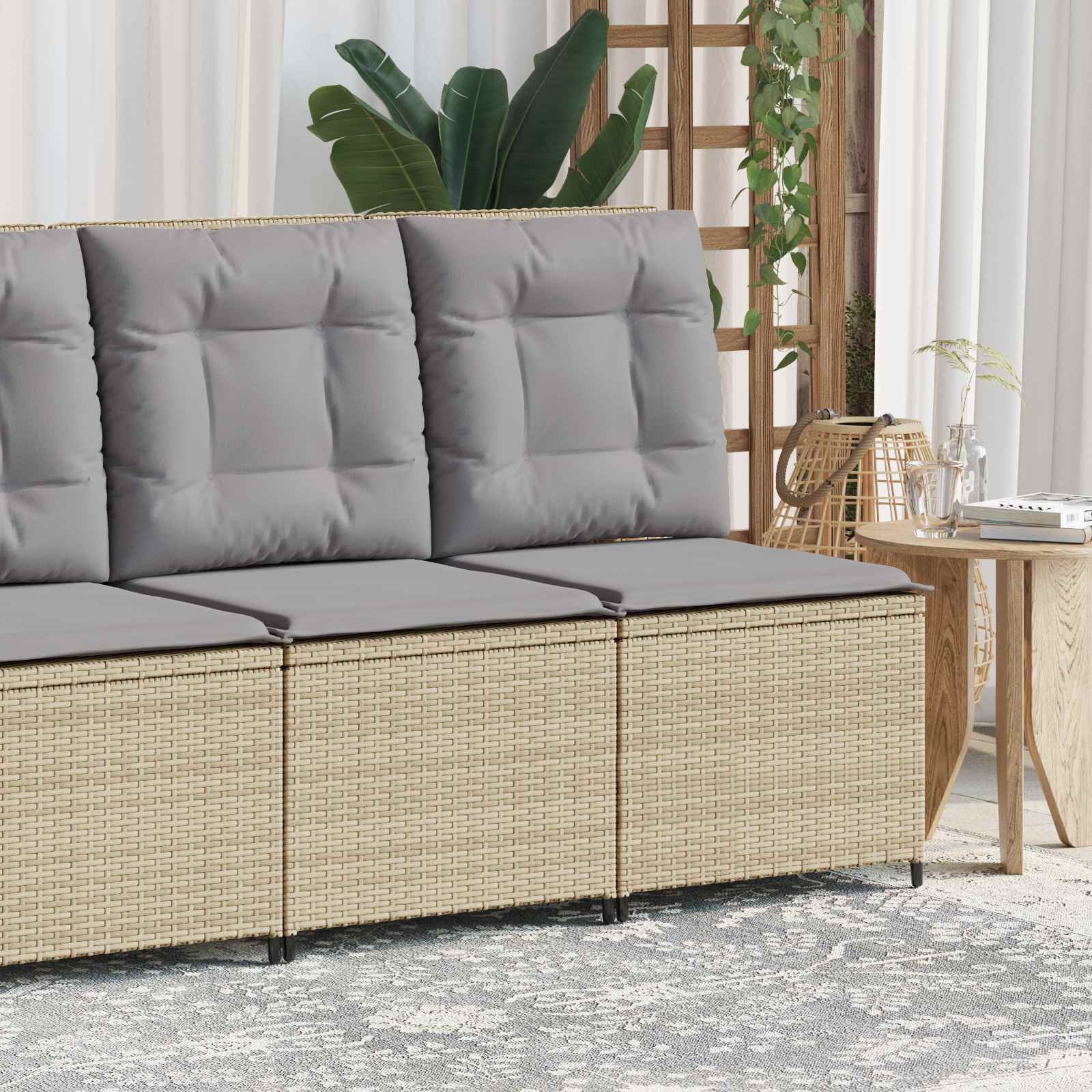 Thumbnail - vidaXL Garten-Sofa mit Kissen Beige und Grau Poly-Rattan