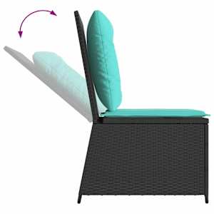 Zahradní sofa s polštářem Černá a tyrkysová polyratan - obrázek 8