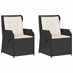 Zahradní lavice 2 pcs Černá polyratan - obrázek 2