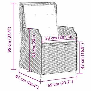 Zahradní lavice 2 pcs Hnědá polyratan - obrázek 10