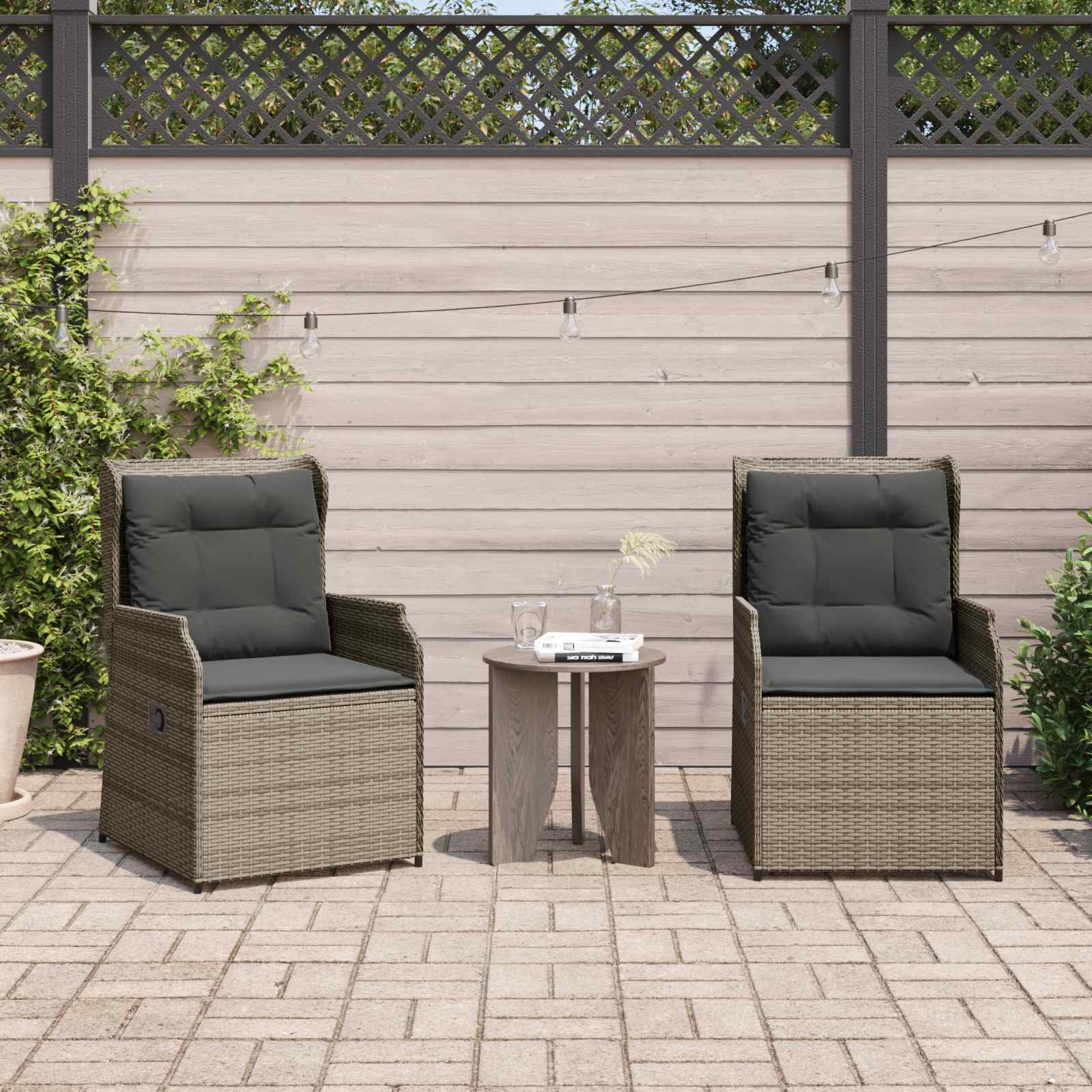 vidaXL Gartenbank 2 pcs Grau Poly-Rattan