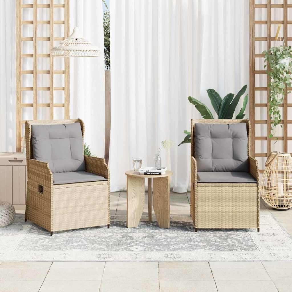 Havebænk med pude 2 pcs Beige Poly rattan