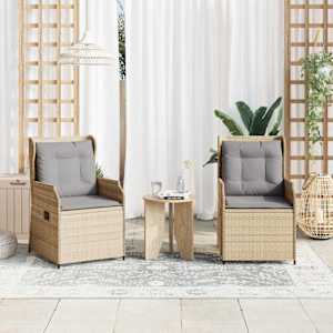 Zahradní lavice 2 pcs Béžová polyratan - obrázek 1