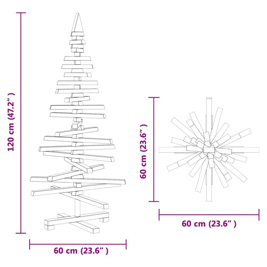 wooden Christmas wood brown 120 cm pine solid wood