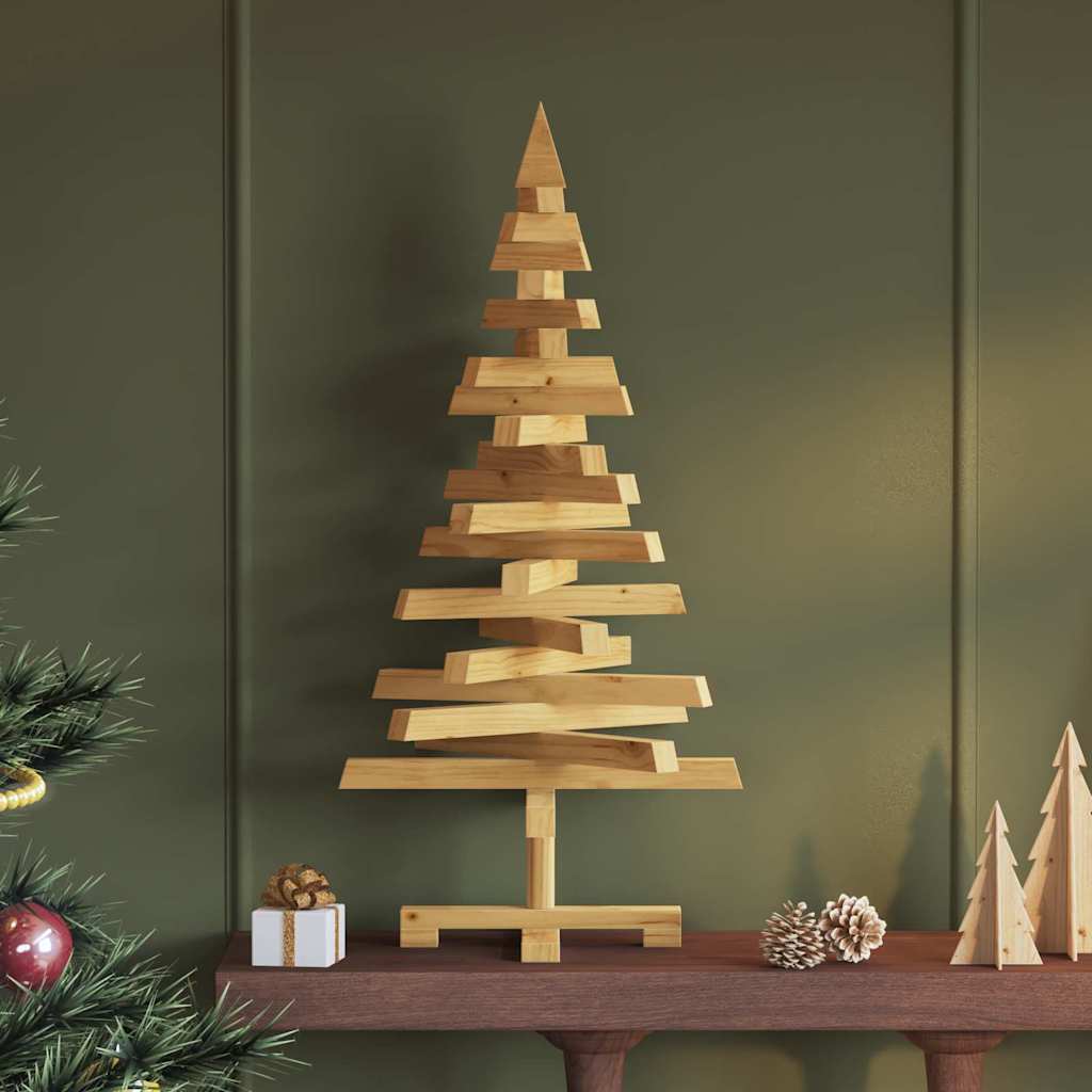 Arbres de Noël avec support Marron 90 cm Bois massif en pin