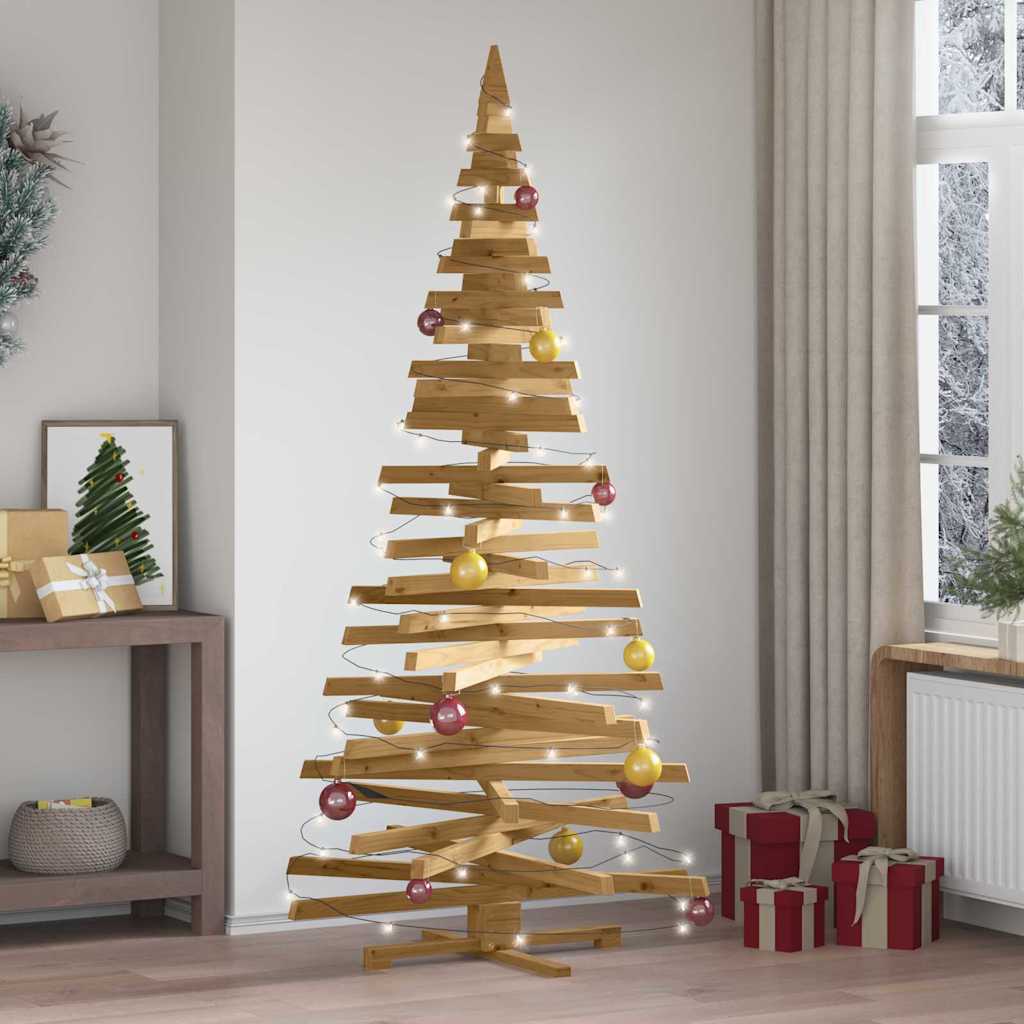 vidaXL Brazi de Crăciun cu suport Maro 210 cm Lemn masiv de pin