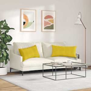 Pohovkové polštáře 2 pcs Žlutá 80 x 40 cm Žebrovaná látka - obrázek 4