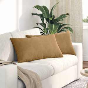 Pohovkové polštáře 2 pcs Hnědá 80 x 40 cm Žebrovaná látka - obrázek 1