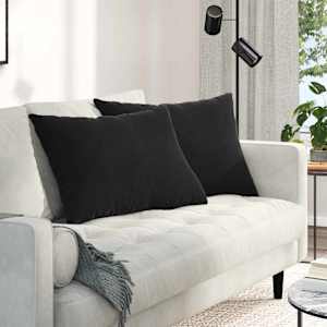 Pohovkové polštáře 2 pcs Černá 70 x 50 cm Žebrovaná látka - obrázek 1