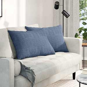 Pohovkové polštáře 2 pcs Modrá 70 x 50 cm Žebrovaná látka - obrázek 1
