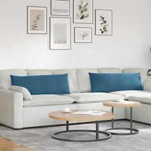 Pohovkové polštáře 2 pcs Modrá 120 x 40 cm Žebrovaná látka - obrázek 1