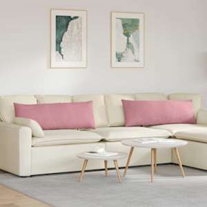 Pohovkové polštáře 2 pcs Růžová 120 x 40 cm Žebrovaná látka - obrázek 1