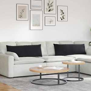 Pohovkové polštáře 2 pcs Černá 120 x 40 cm Žebrovaná látka - obrázek 1
