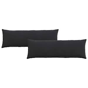 Pohovkové polštáře 2 pcs Černá 120 x 40 cm Žebrovaná látka - obrázek 2