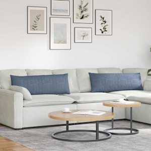 Pohovkové polštáře 2 pcs Modrá 120 x 40 cm Žebrovaná látka - obrázek 1