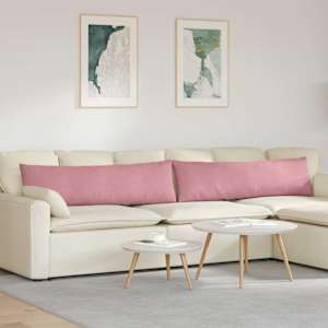 Pohovkové polštáře 2 pcs Růžová 145 x 40 cm Žebrovaná látka - obrázek 1