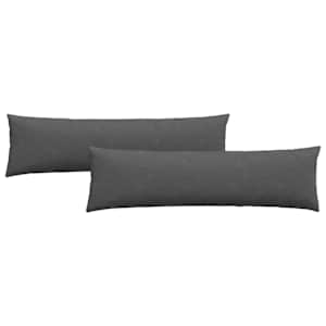 Pohovkové polštáře 2 pcs Tmavě šedá 145 x 40 cm Žebrovaná látka - obrázek 2