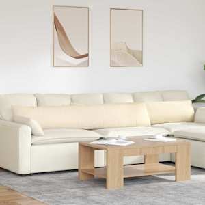 Pohovkové polštáře 2 pcs Krémová 200 x 40 cm Žebrovaná látka - obrázek 1