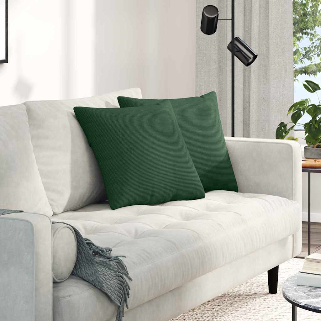 vidaXL Sofakissen 2 pcs Dunkelgrün 45 x 45 cm Cordstoff
