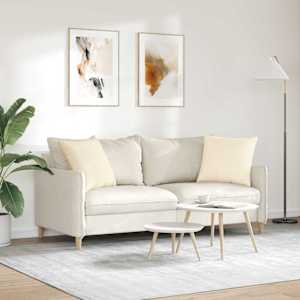 Pohovkové polštáře 2 pcs Krémová 50 x 50 cm Žebrovaná látka - obrázek 4