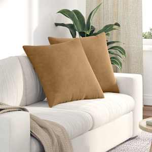 Pohovkové polštáře 2 pcs Hnědá 60 x 60 cm Žebrovaná látka - obrázek 1