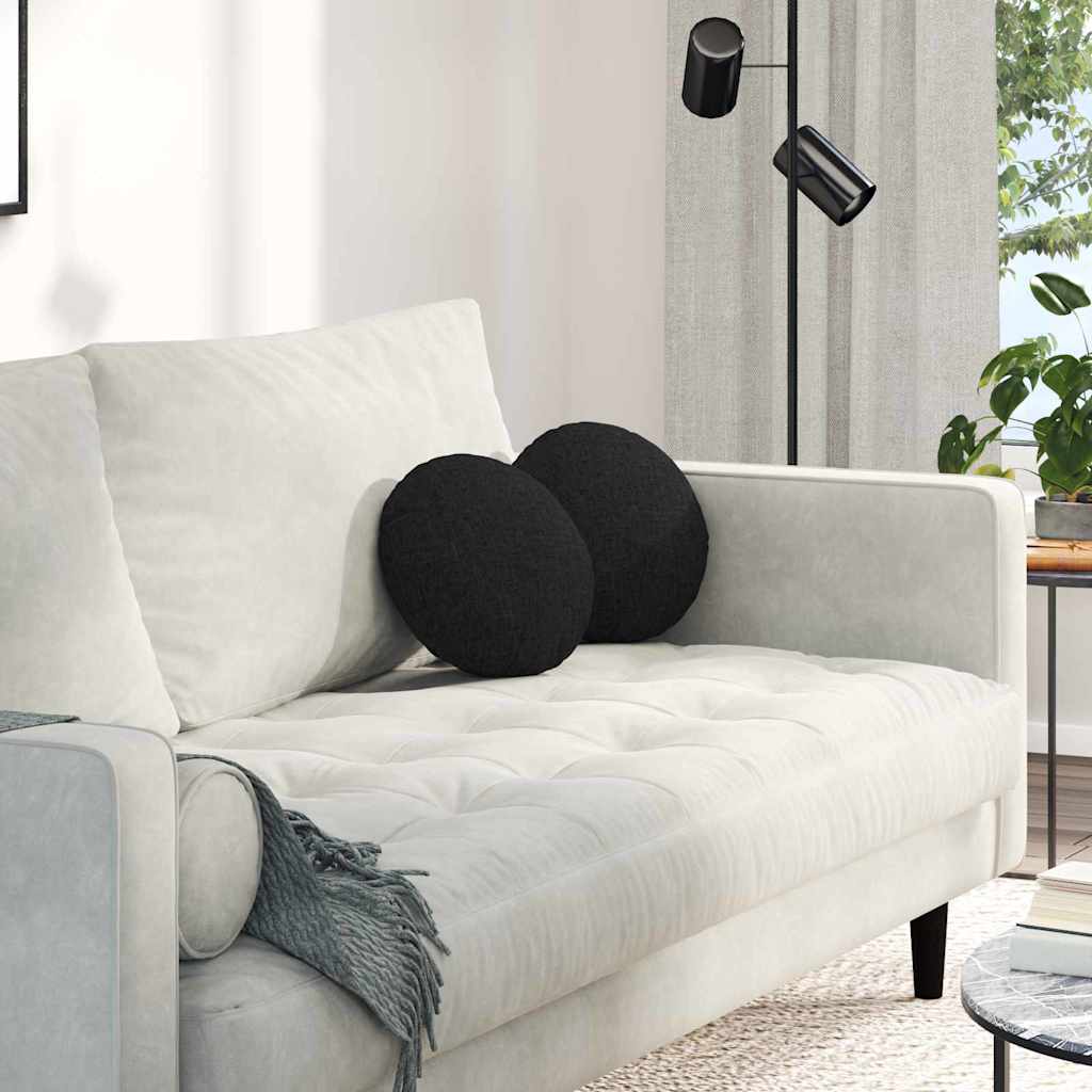 Casă & grădină - Perne de Șezut 2 pcs Negru Ø30 x 13 cm țesătură