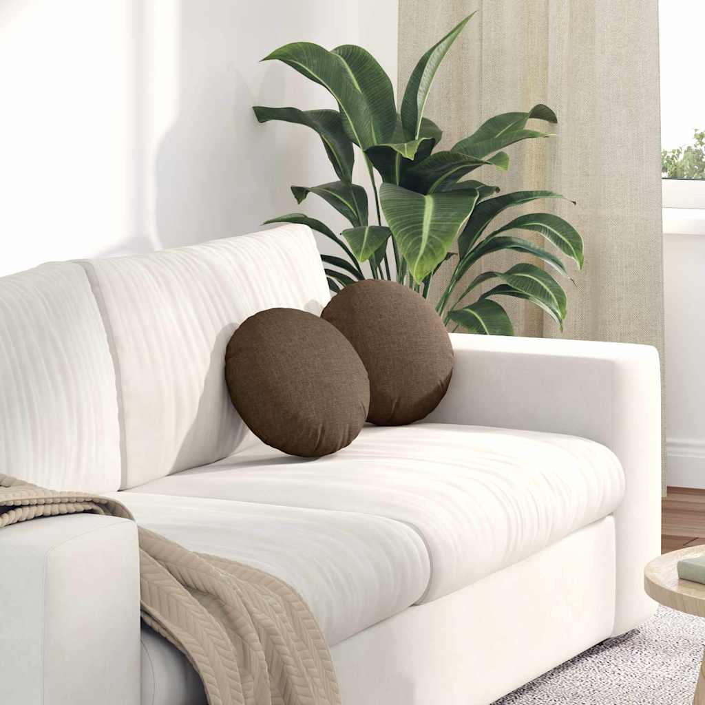 vidaXL Perne de Șezut 2 pcs Maro Ø30 x 13 cm țesătură