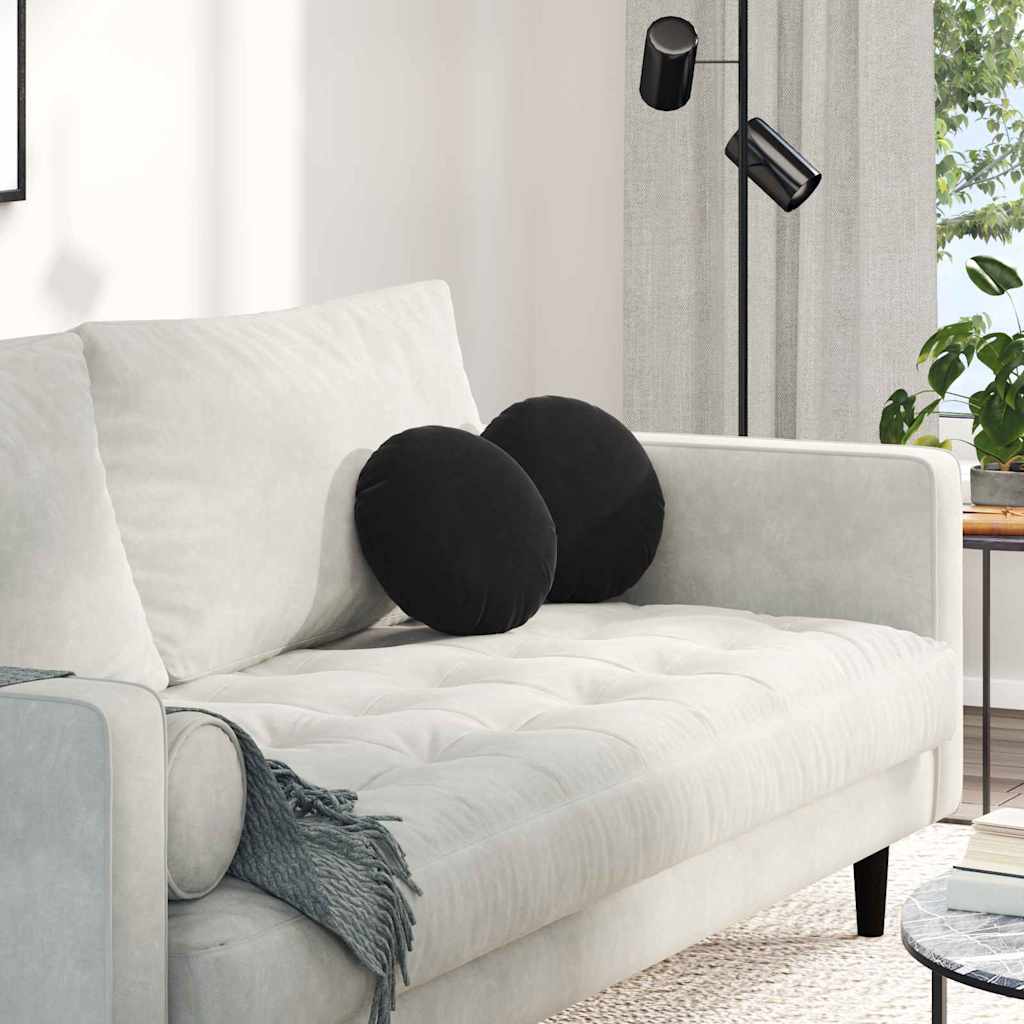 vidaXL Perne de Șezut 2 pcs Negru Ø 40 x 13 cm Catifea