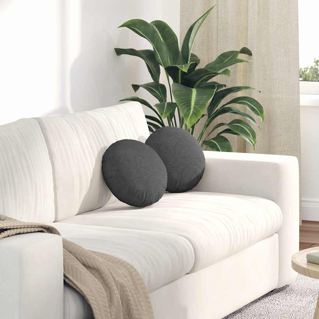 Casă & grădină - Perne de Șezut 2 pcs Gri închis Ø 30 cm Țesătură din corduroy