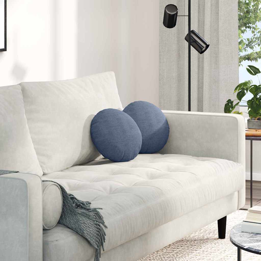 Casă & grădină - Perne de Șezut 2 pcs albastru Ø 30 cm Țesătură din corduroy