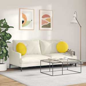 Polštáře na sedadla 2 pcs Světlá žlutá Ø40 x 13 cm textil - obrázek 4