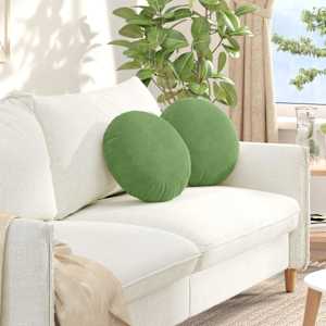 Sedežne blazine 2 pcs Svetlo zelena Ø 40 x 13 cm Žamet