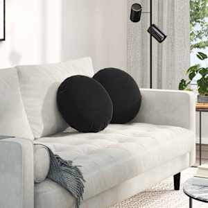 Polštáře na sedadla 2 pcs Černá Ø 40 x 13 cm samet - obrázek 1