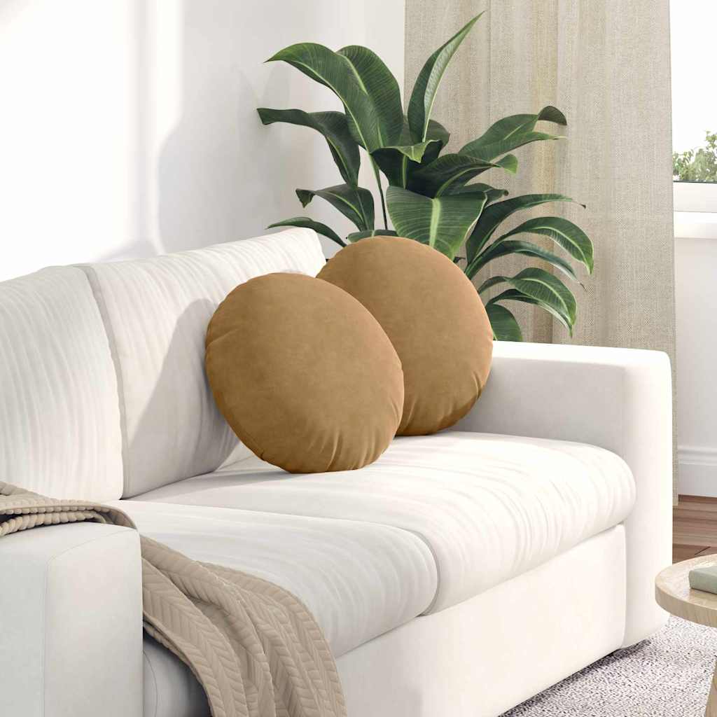 Casă & grădină - Perne de Șezut 2 pcs Maro Ø 40 x 13 cm Catifea