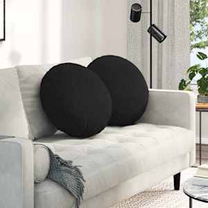 Polštáře na sedadla 2 pcs Černá Ø50 x 19 cm textil - obrázek 1