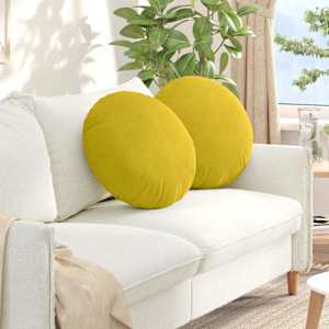 Polštáře na sedadla 2 pcs Žlutá Ø 40 x 13 cm samet - obrázek 1