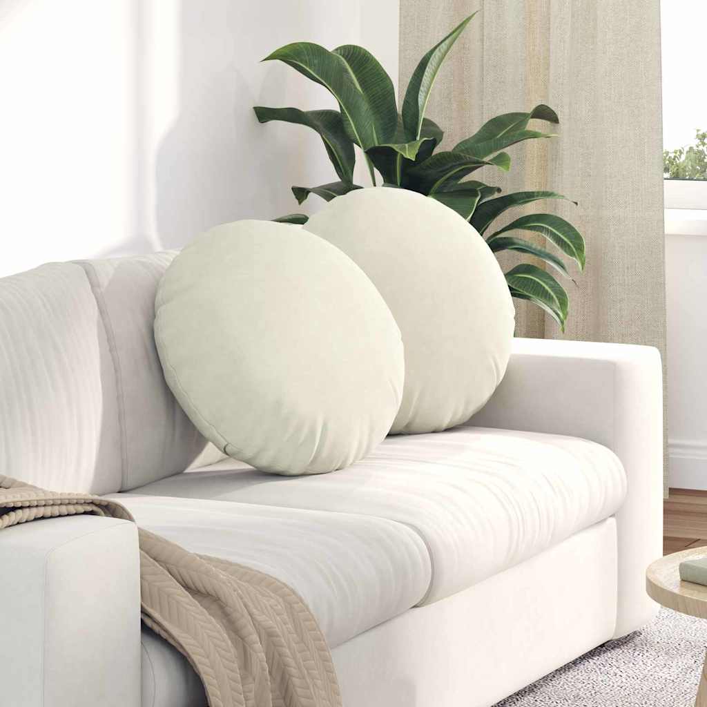 Casă & grădină - Perne de Șezut 2 pcs Crem Ø 40 x 13 cm Catifea