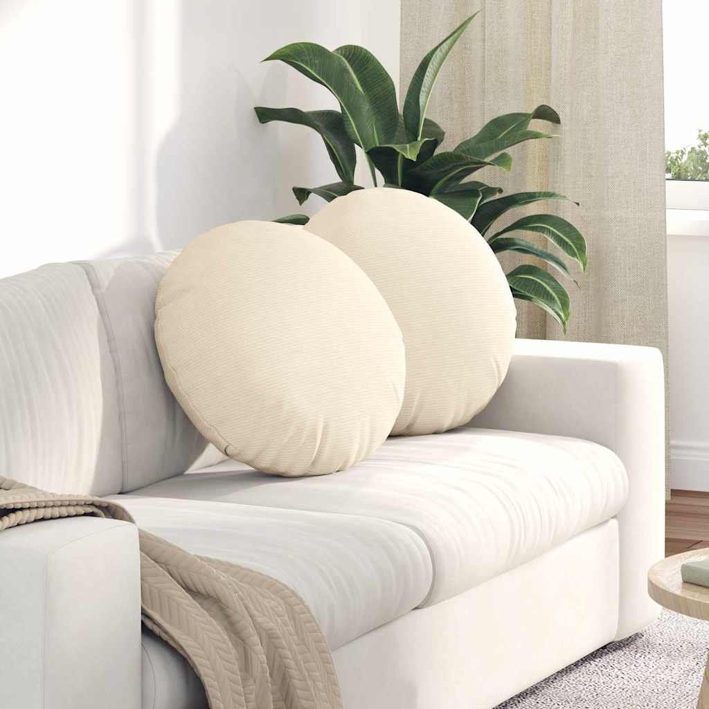 Casă & grădină - Perne de Șezut 2 pcs Crem Ø 50 cm Țesătură din corduroy