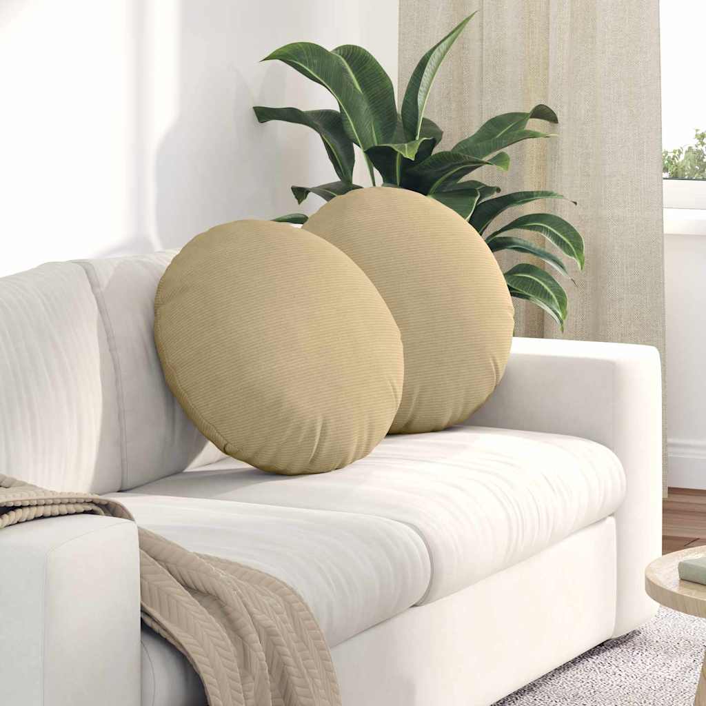 Casă & grădină - Perne de Șezut 2 pcs Gri Verde Ø 50 cm Țesătură din corduroy