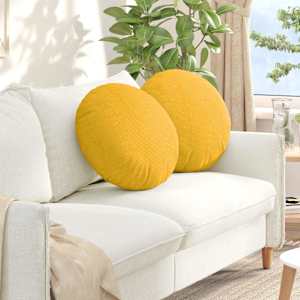 Sedežne blazine 2 pcs Svetlo rumena Ø50 x 19 cm Žametna tkanina
