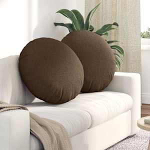 Polštáře na sedadla 2 pcs Hnědá Ø60 x 21 cm textil - obrázek 1