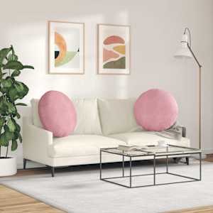 Polštáře na sedadla 2 pcs Růžová Ø 40 x 13 cm samet - obrázek 4