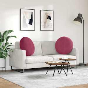 Polštáře na sedadla 2 pcs Víno Červené Ø 80 x 29 cm samet - obrázek 4