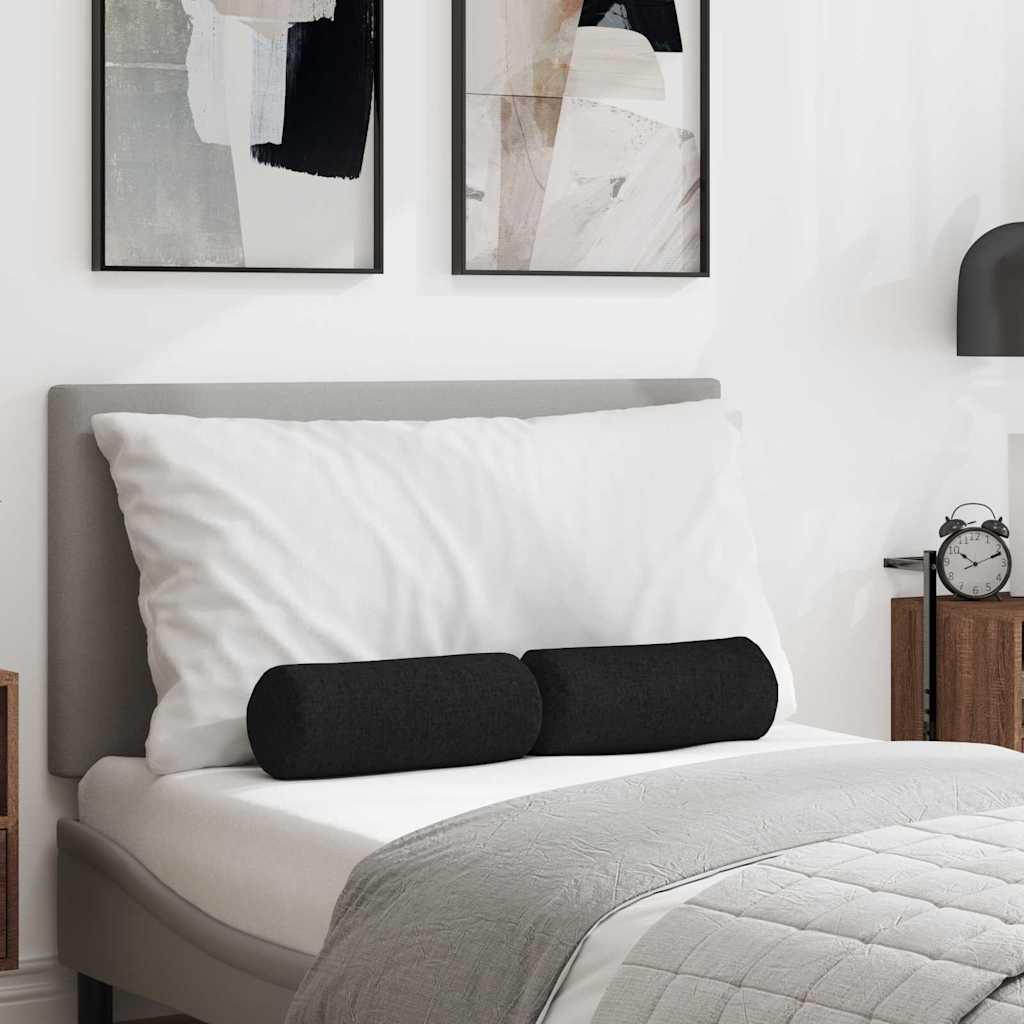 vidaXL Perne Bolster 2 pcs Negru Ø 15 x 40 cm țesătură