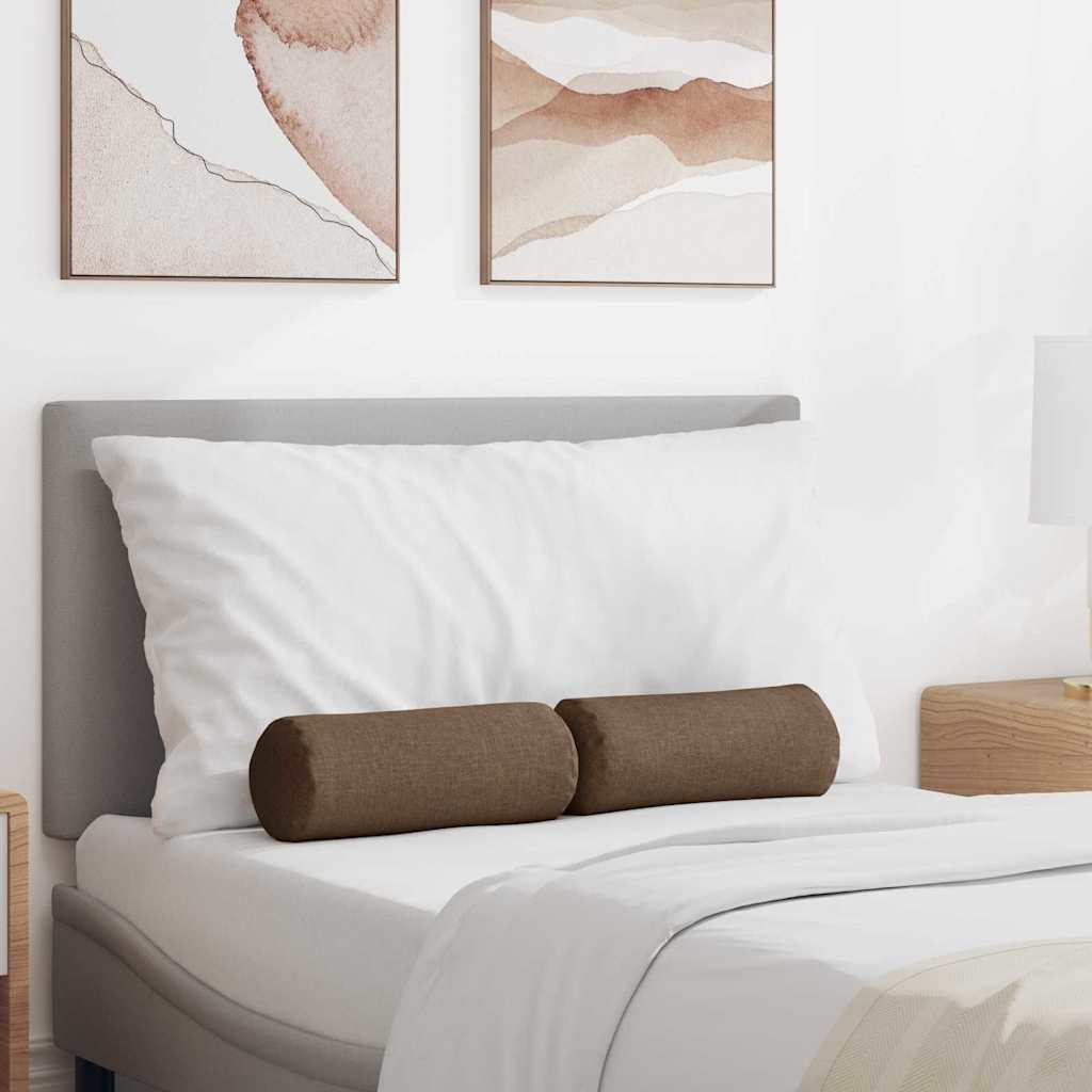 vidaXL Perne Bolster 2 pcs Maro Ø 15 x 40 cm țesătură